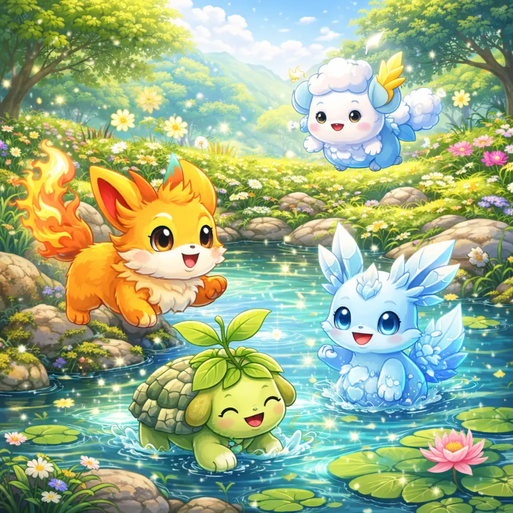 Small elementals exploring nature